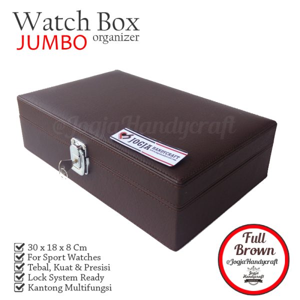 Exclusive Large Size Watch Box With Lock [Dark Brown]