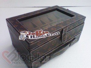 Box Jam Isi 12 Laci Accesories Motif LV With Transparant Mirror