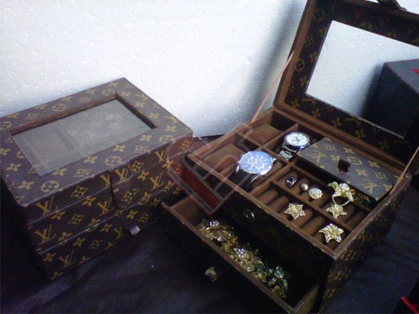 Jewelry Box 3in1 Susun Motif LV Mono Cantik dan Elegan