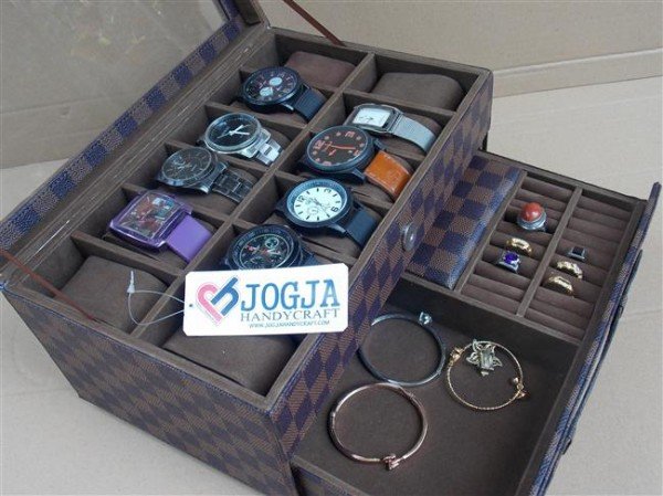LV DAMIER BOX JAM TANGAN ISI 12 MIX LACI ACCESORIES