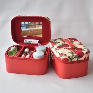 Makeup Pouch - Tas Tempat Kosmetik Cantik Motif Red Flower - Beautycase