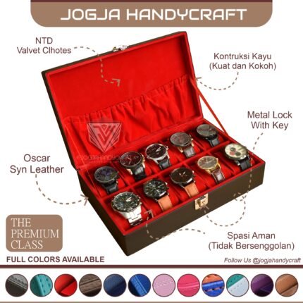 Watch Box Storage For 10 Sport Watches With Lock
