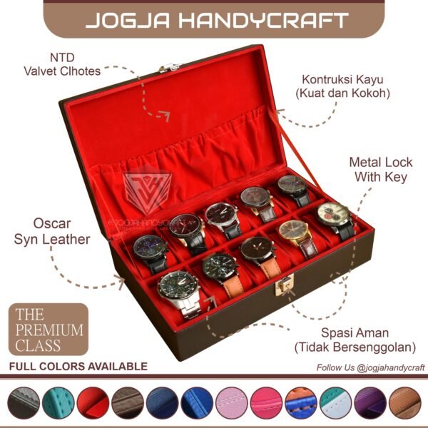 Watch Box Storage For 10 Sport Watches With Lock