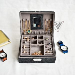 Medium Luxury Jewelry Box Kotak Tempat Perhiasan Lengkap Double Layer - Gambar 4