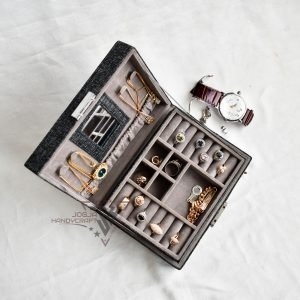 Medium Luxury Jewelry Box Kotak Tempat Perhiasan Lengkap Double Layer - Gambar 3