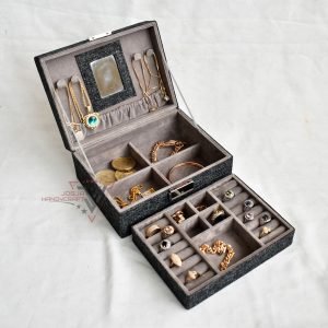 Medium Luxury Jewelry Box Kotak Tempat Perhiasan Lengkap Double Layer - Gambar 9