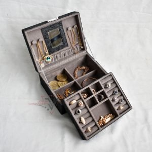 Medium Luxury Jewelry Box Kotak Tempat Perhiasan Lengkap Double Layer - Gambar 2