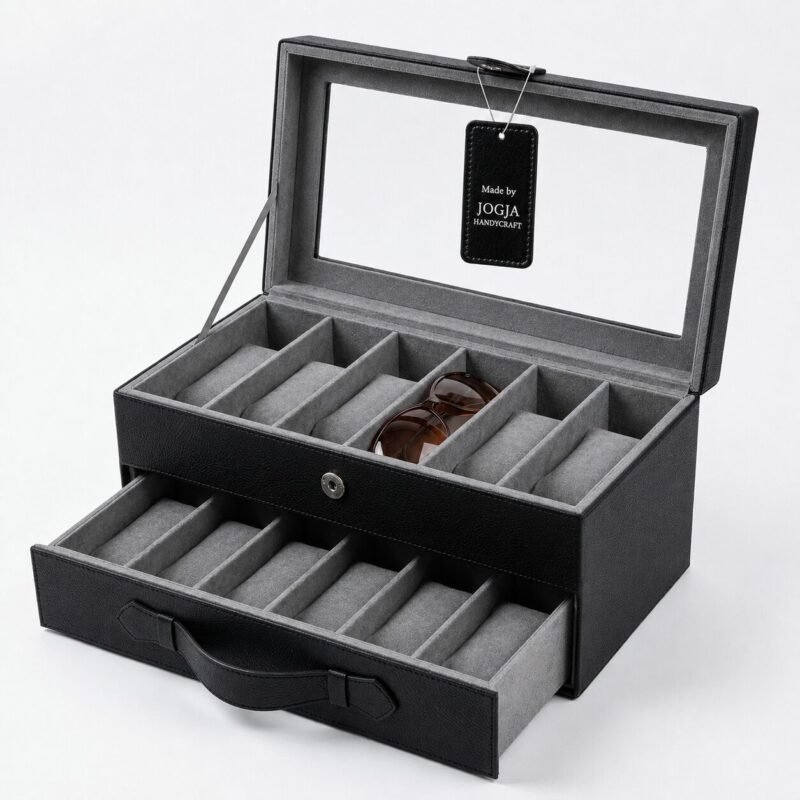 Kotak Penyimpanan Kacamata PU Leather Premium