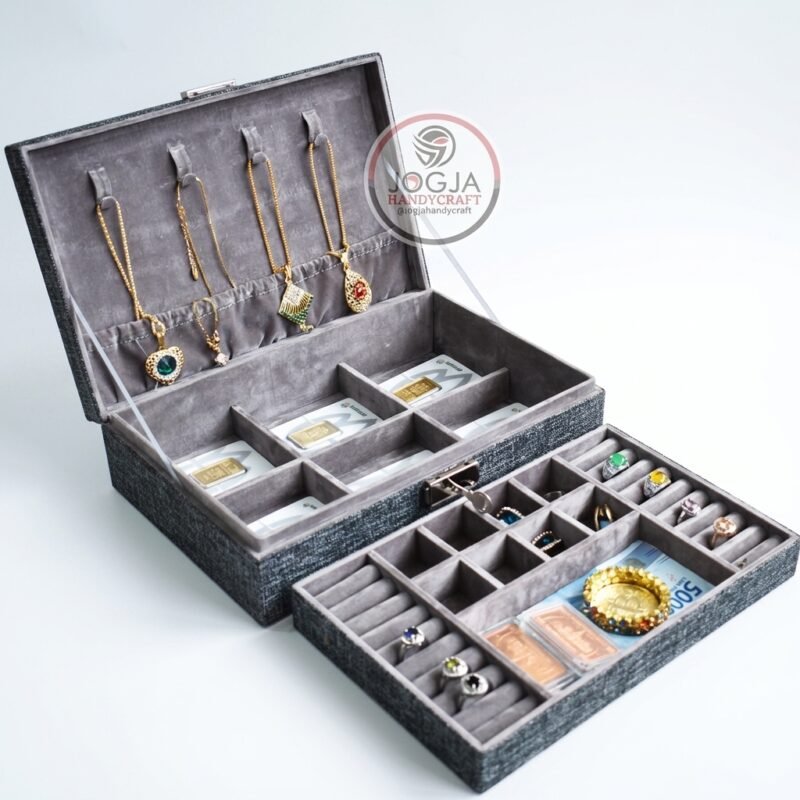 Premium Luxury Jewelry Box Double Layer - Kotak Perhiasan Premium